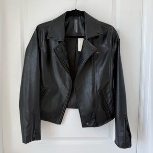 Anthropologie black faux leather jacket